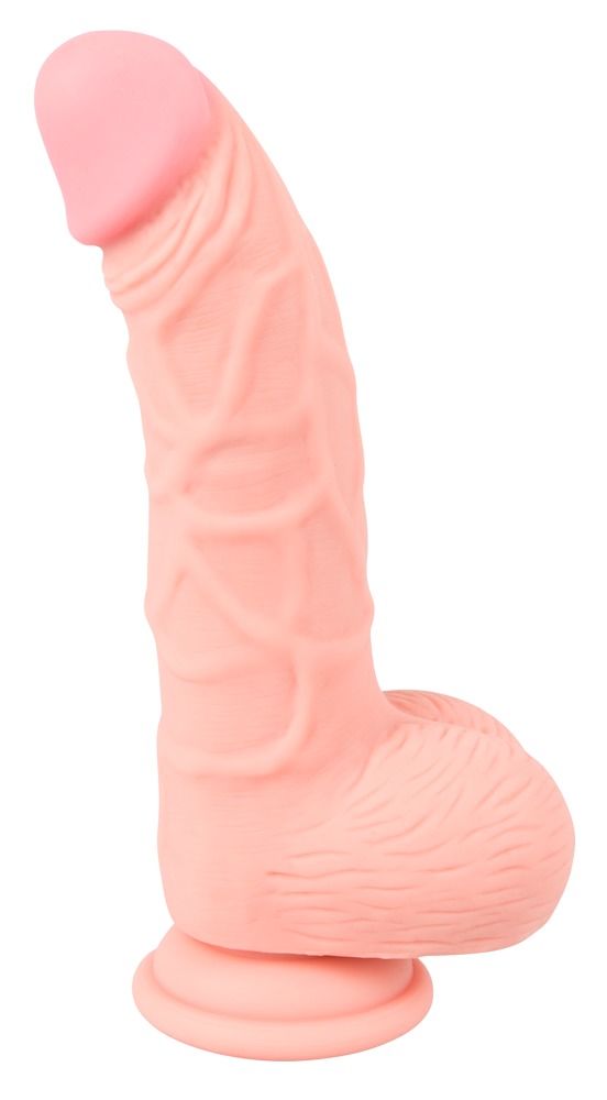 Naturdildo Dildo, 20 Cm, Let Bøjet fra Medical Silicone