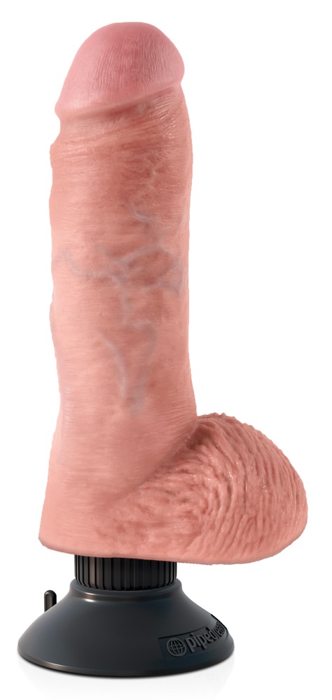 8" Vibrating Cock With Balls fra King Cock