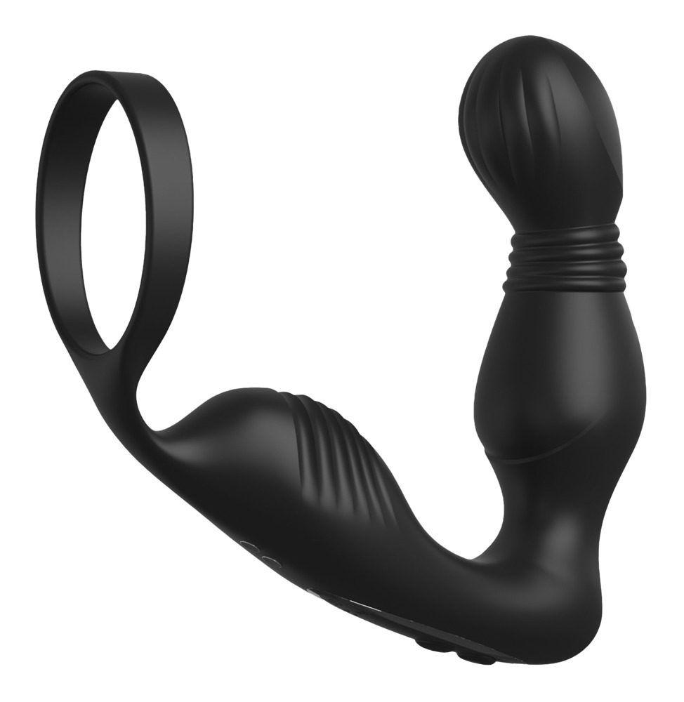 Analvibrator Ass Gasm Pro P Spot Milker Med Penisring Og P Punkts Spids fra Anal Fantasy Elite