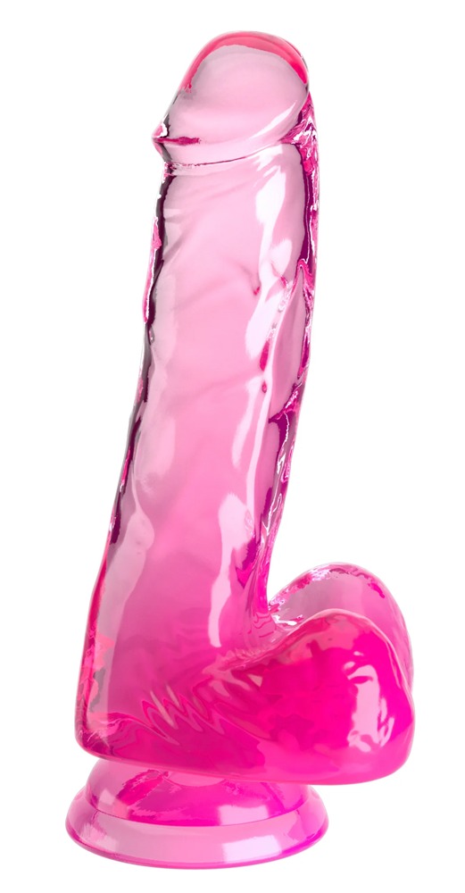Naturlig Dildo "6" Cock With Balls" Med Sugefod fra King Cock Clear