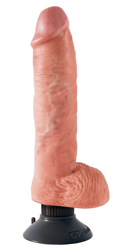 Naturvibrator âvibrating Cock With Ballsâ Med Sugekop, Som Kan Skrues Af fra King Cock