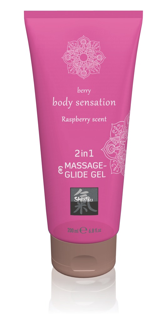 Massage & Glide Gel 2in1 Raspberry fra Hot Shiatsu