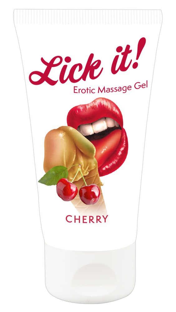 Gel Erotic Massage Gel Cherry Med Kirsebær Aroma fra Lick It!