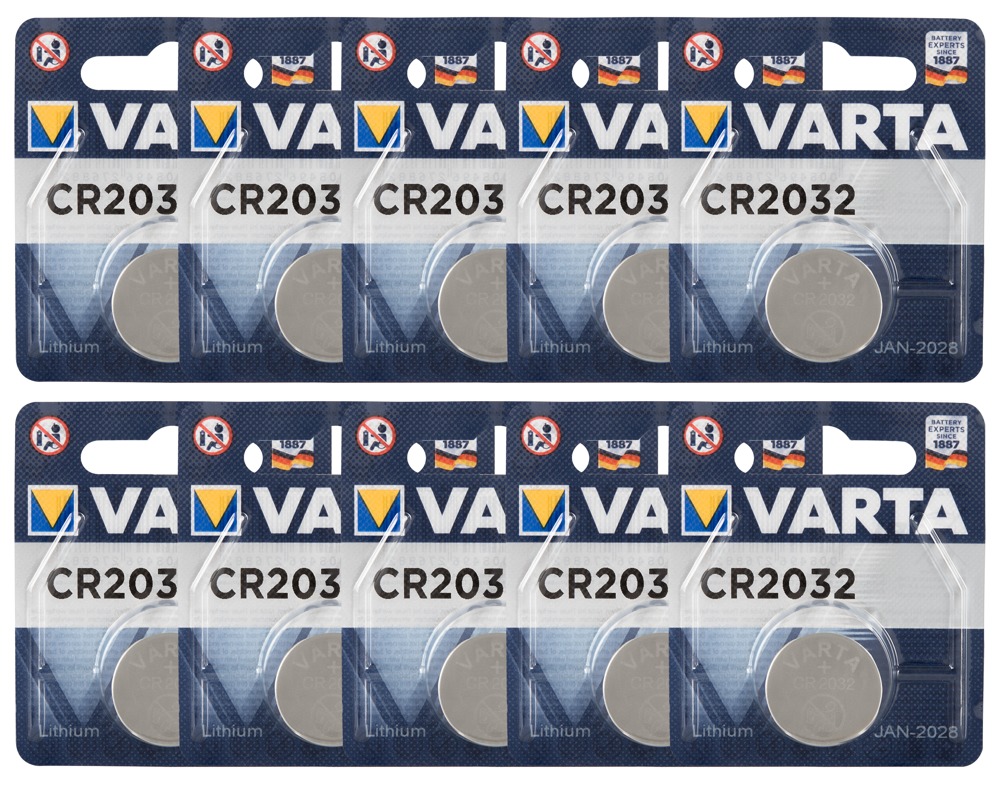 10 X 1er Batteri Cr2032 fra Varta