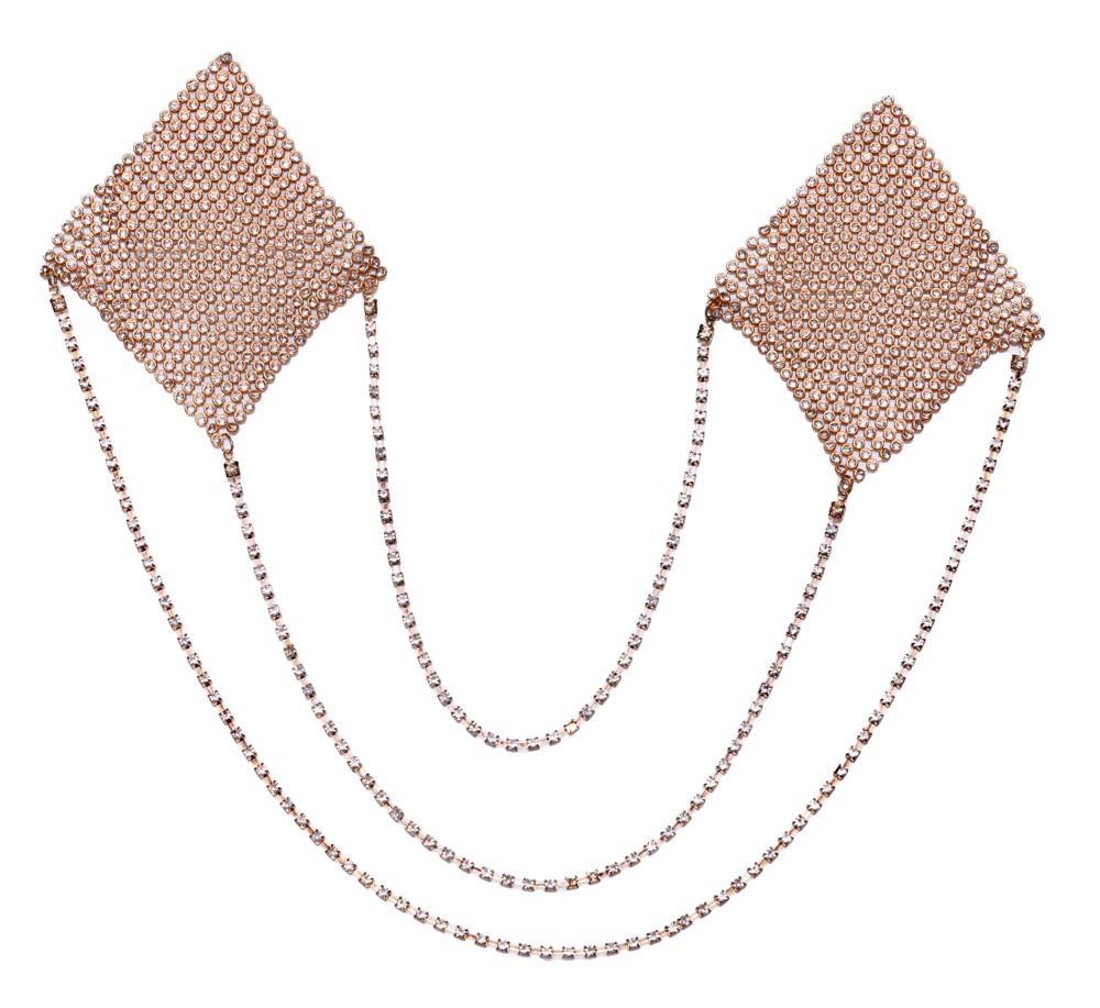 Nipple Stickers âsquareâ Med 3 Forbindelseskæder fra Cottelli Accessoires