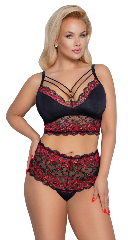 Bh Plus Trusser Med Elegante 2 Farvede Blonder fra Cottelli Curves
