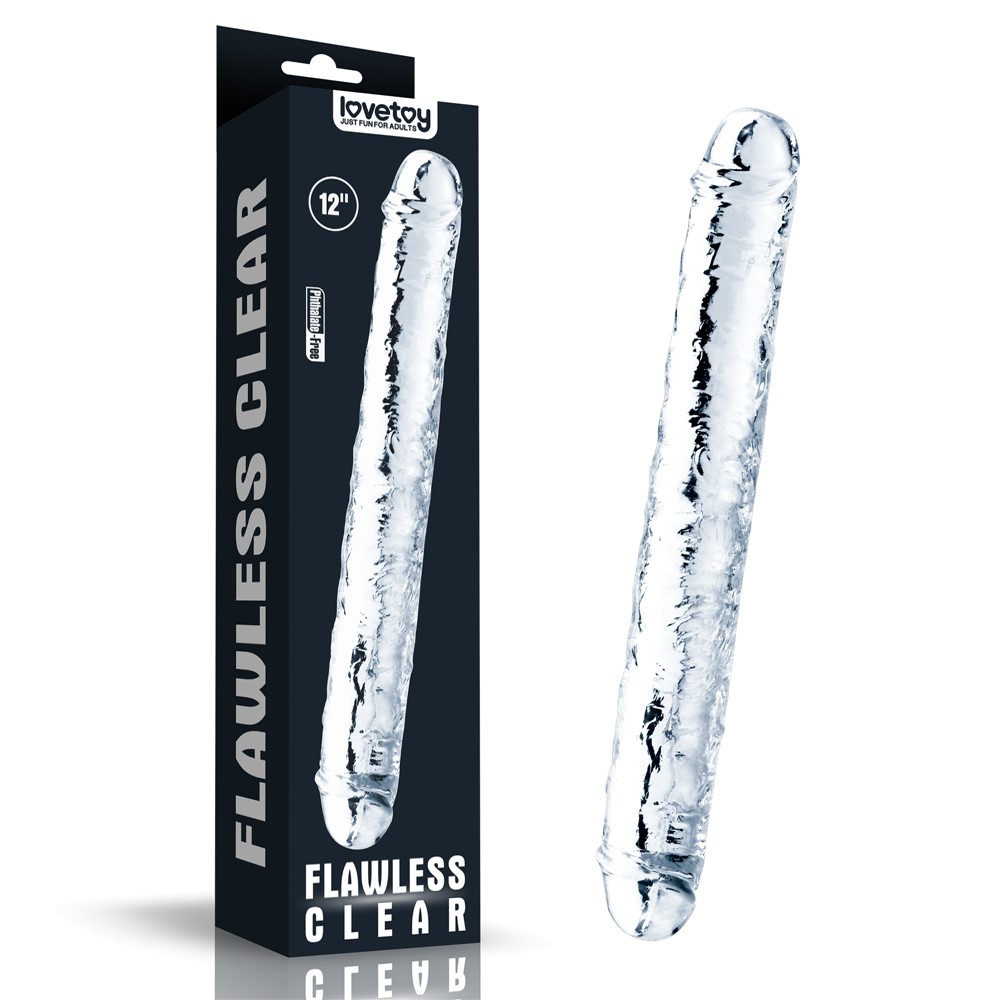 Lovetoy Flawless Double Dildo 30cm Gennemsigtig