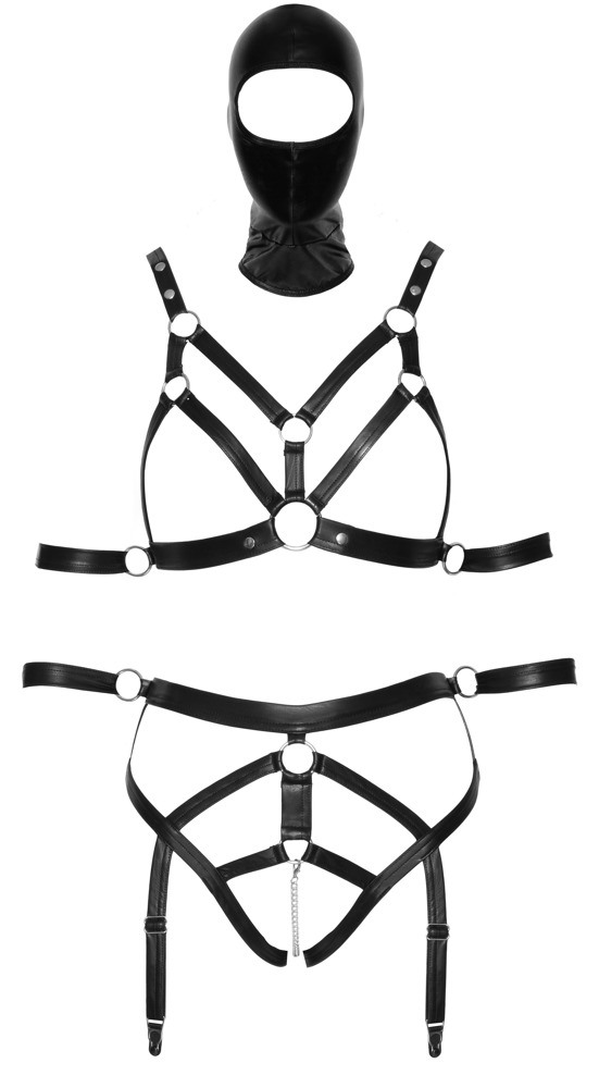 2 Delt Bondagesæt Med Armmanchetter Plus Hovedmaske fra Bad Kitty