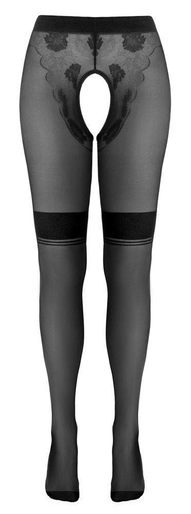 Strømpebukser Uden Skridt Med Vævede Trusser Og Strømpebånd fra Cottelli Legwear