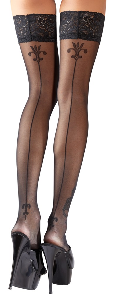 Selvsiddende Strømper Med Blondekant Og Søm fra Cottelli Legwear