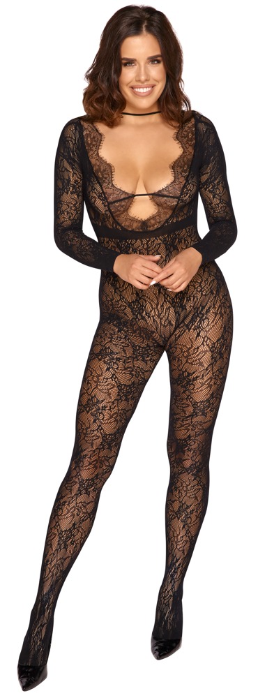 Catsuit Ouvert I Blondelook Og Dekoreret Med øjenvippeblonder fra Fantasy By Cottelli