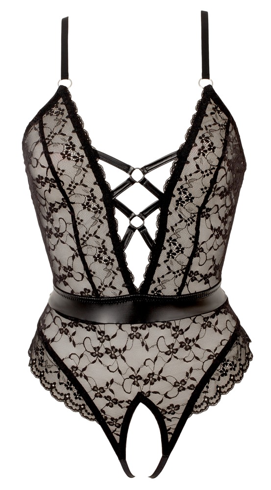 Ouvert Bodysuit I Elastisk Blonde Med Detaljer I Mat Look fra La Finesse Dessous