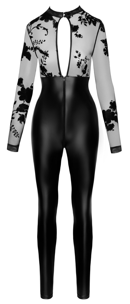 Jumpsuit I Powerwet Look Med Diskret Fløjlsflocket Stretch Tyltop fra Noir