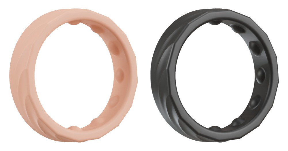 2 Delt Sæt "4in1 Cock Rings" Med Strækbare Silikoneringe Til Glans, Penis Og Testikler fra You2toys