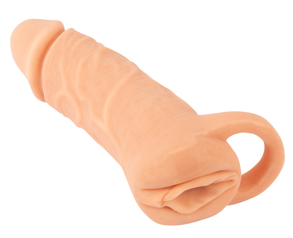 Penis Sleeve "2in1 Extension + Masturbator" Med Testikelring fra Nature Skin