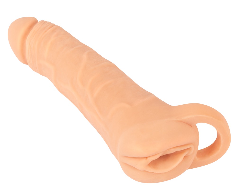 Penis Sleeve "2in1 Extension + Masturbator" Med Testikelring fra Nature Skin