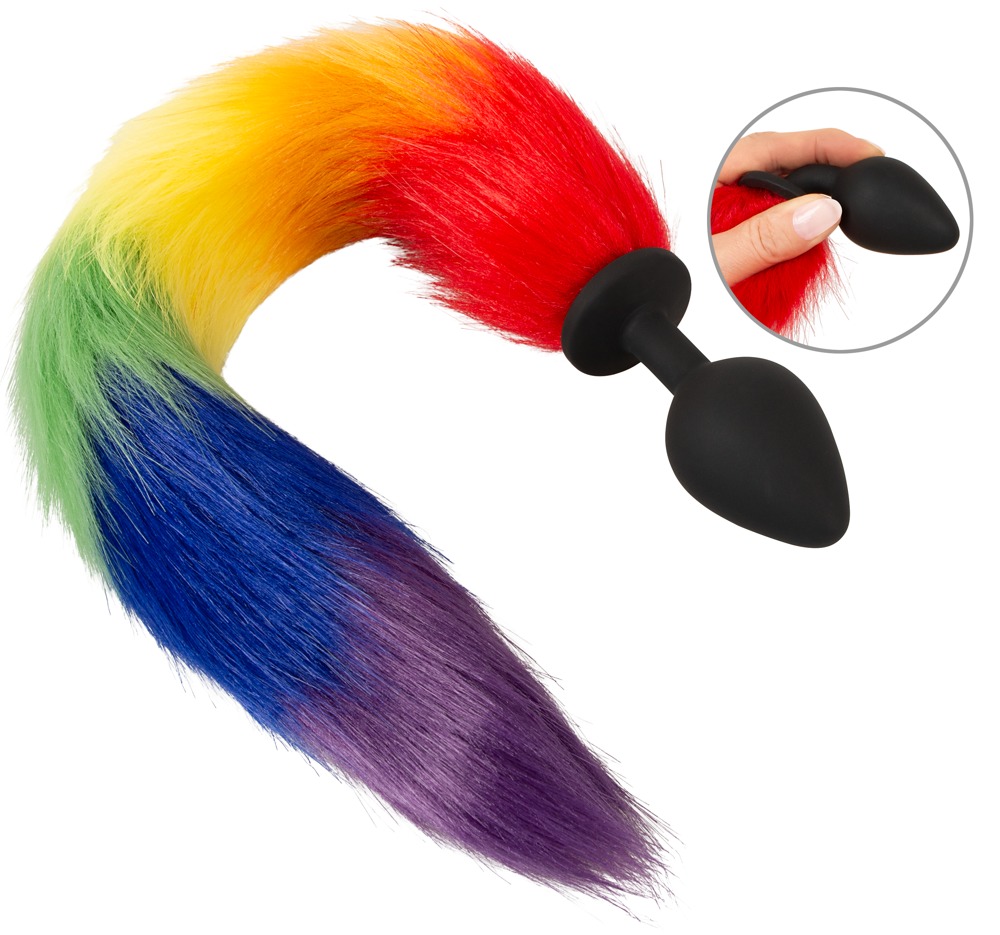Analplug âfluffy Tailâ Med Farvig Hale I Imiteret Pels fra You2toys