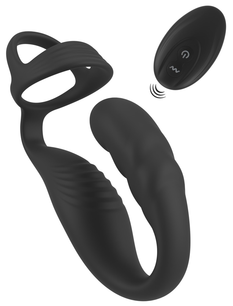 Prostata Vibrator Med Perineum Vibrator Og Penis Testikel Ring fra Rebel