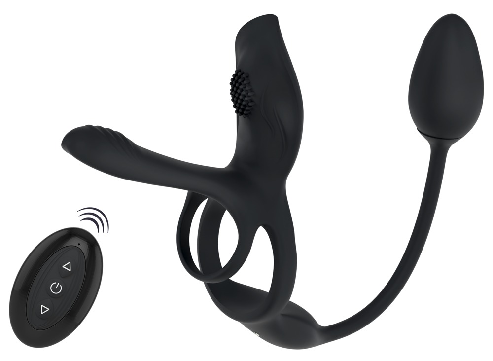 Parvibrator "multi Function" Med Penis Og Testikelring, Klitoris Og Analvibrator fra Couples Choice