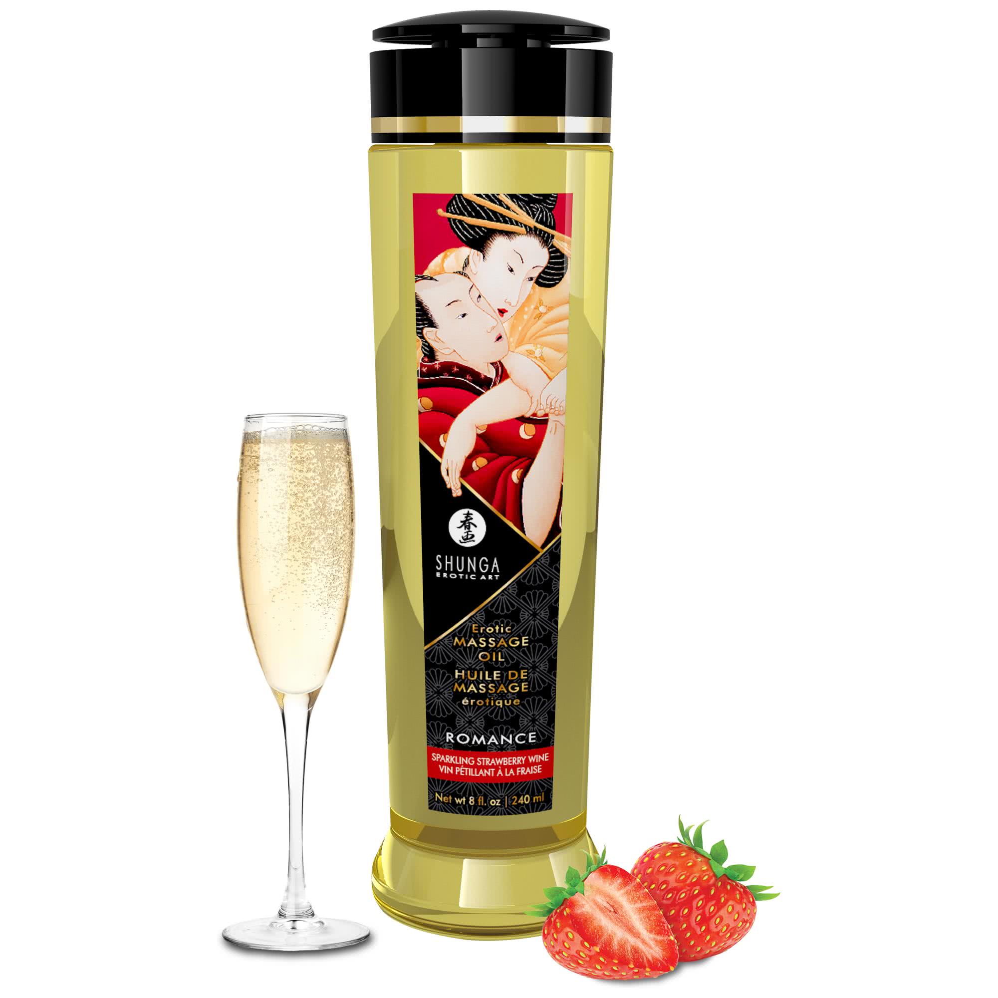 Massage Oil Strawberry Wine Romance fra Shunga
