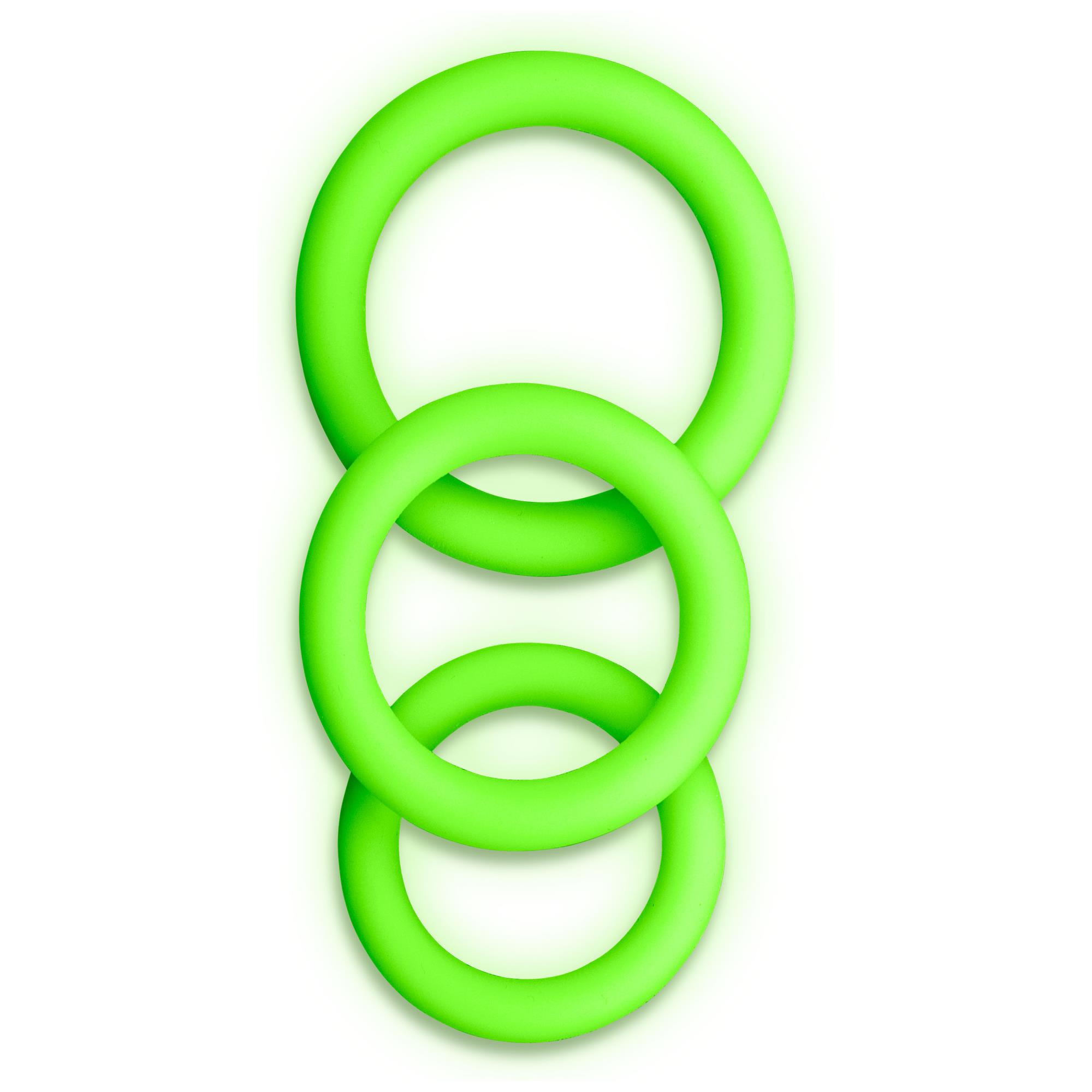 3 Pcs Cock Ring Set Glow In The Dark fra Ouch