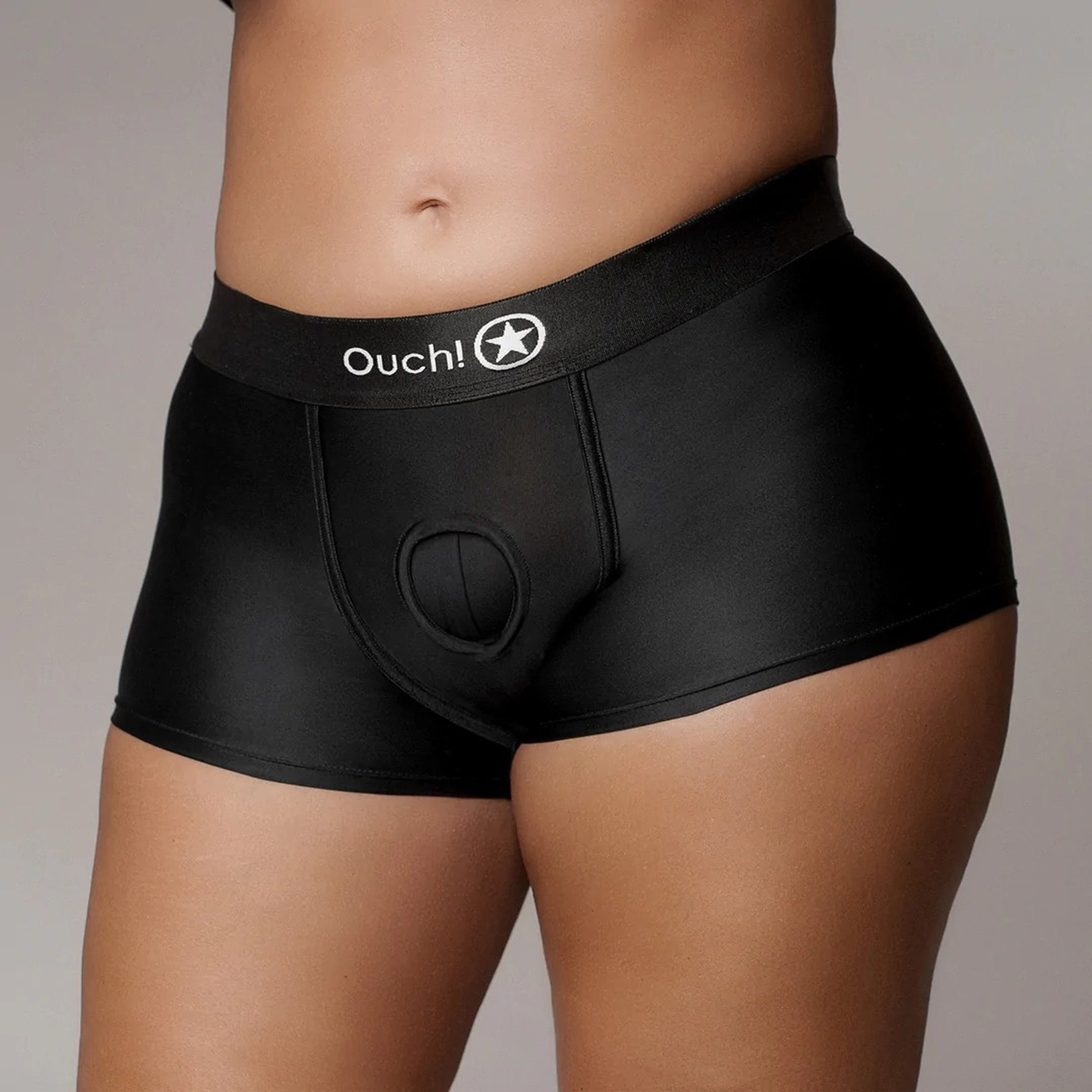 !   Vibrating Strap On Boxer   Black    X fra Ouch