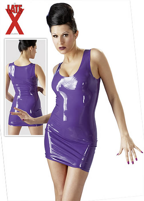 Lilla Latex Minikjole Small