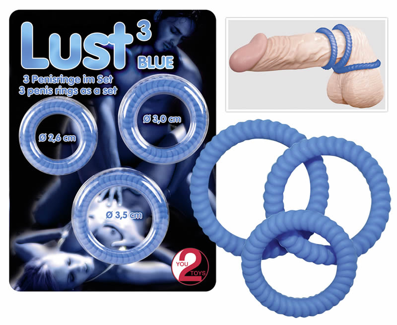 Lust 3 Penisringe I Blå