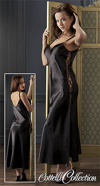 Satin Neglige I Sort Small Medium