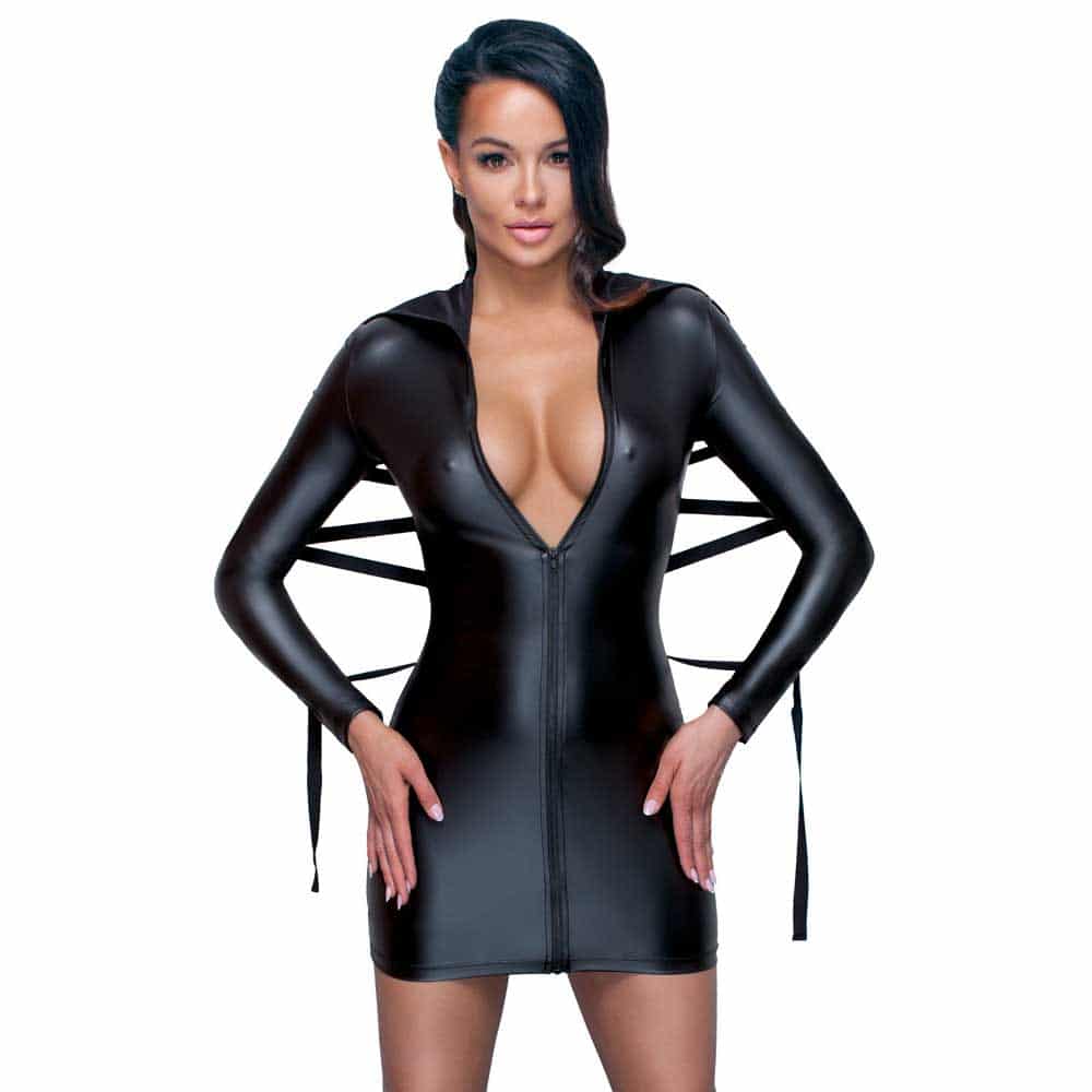 Bondage Wet Look Kjole Med Krave S fra Cottelli