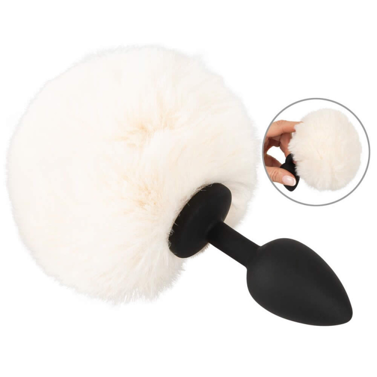Fluffy Bunny Tail Anal Plug Med Pompom