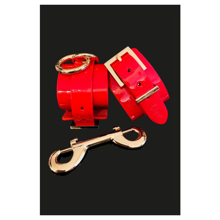 High Gloss Ankle Cuffs Red