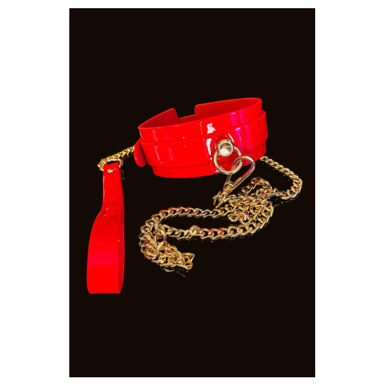 High Gloss O Ring Collar And Leash Red