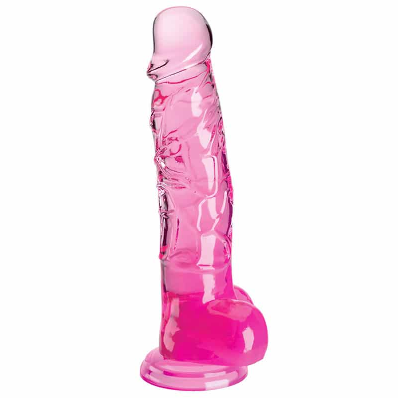 Clear Dildo Med Kugler 20 Cm Lilla fra King Cock