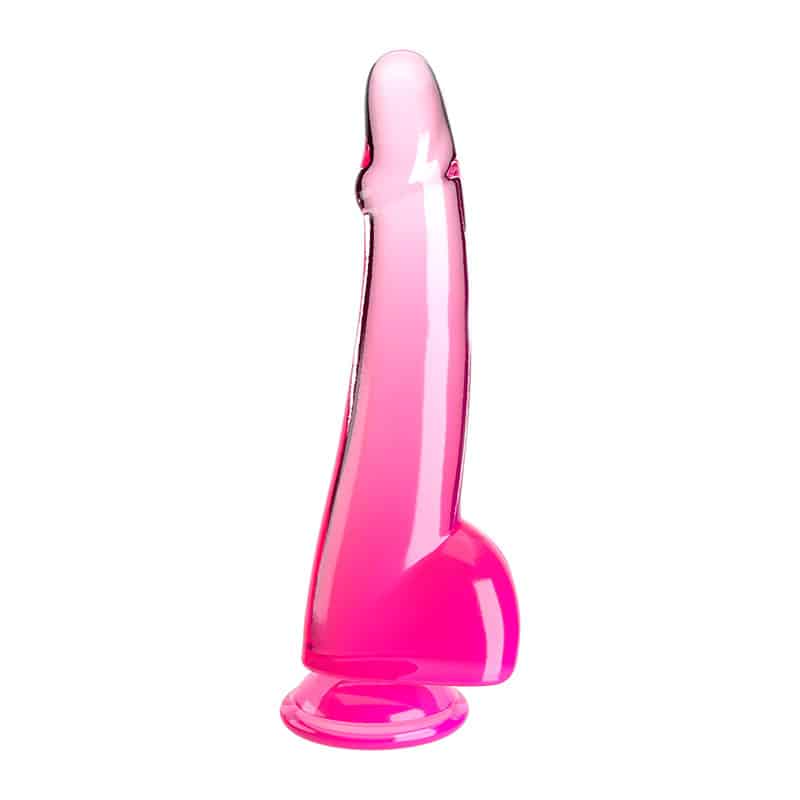 Clear Dildo Med Kugler 25 Cm Pink fra King Cock