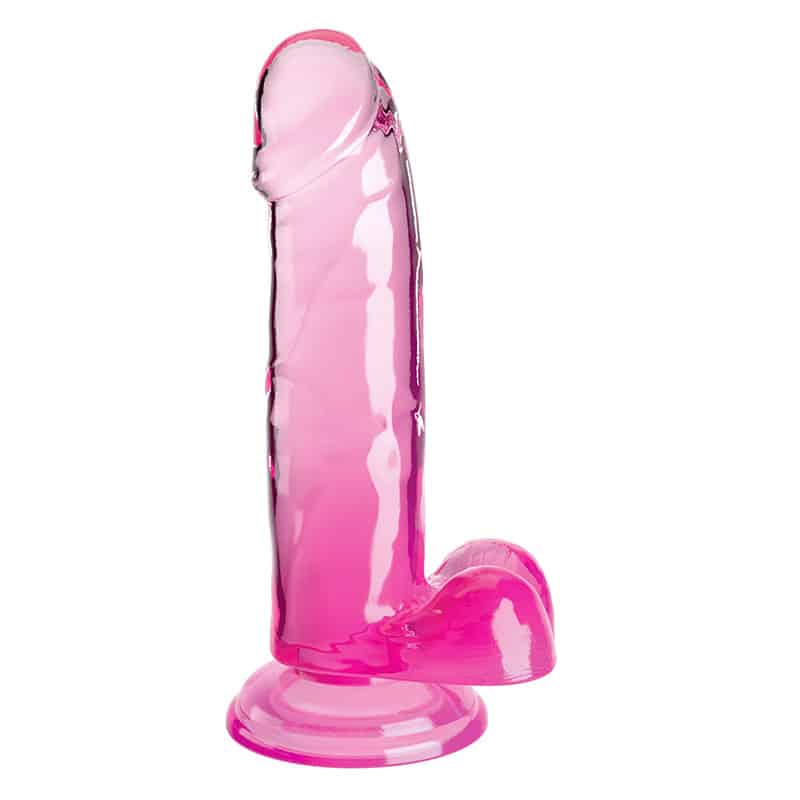 Clear Dildo Med Sugekop 18 Cm Pink Lilla Pink fra King Cock