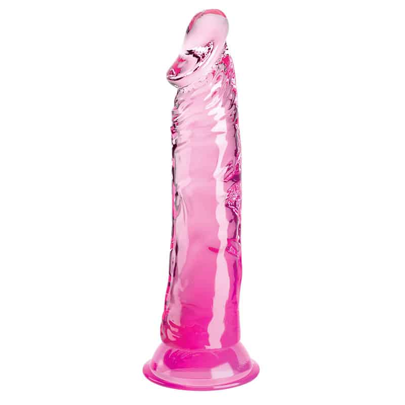 Clear Dildo Med Sugekop 20 Cm Pink fra King Cock