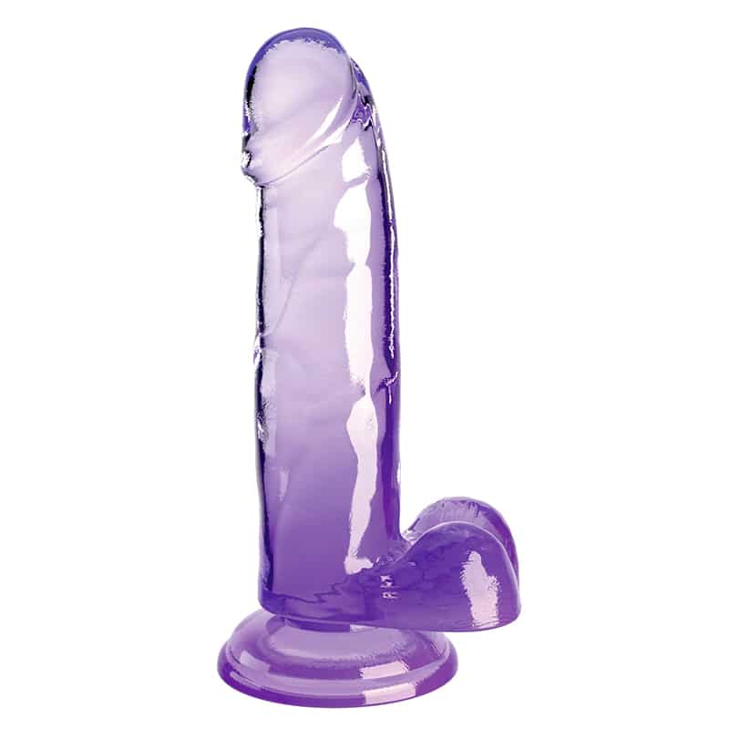 Clear Dildo Med Sugekop 18 Cm Pink Lilla Lilla fra King Cock