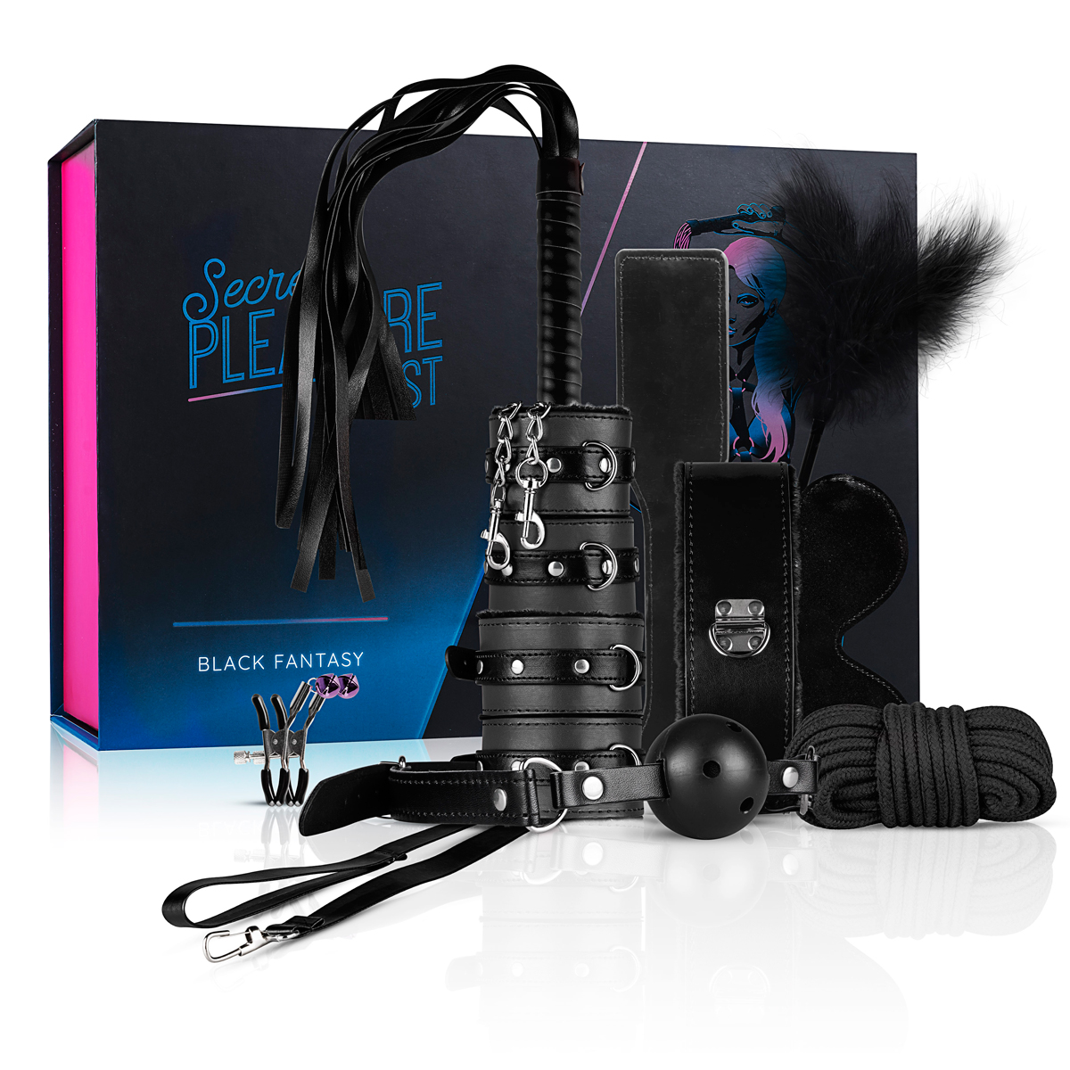 Secret Pleasure Chest Black Fantasy 10 Dele Bondage Sæt