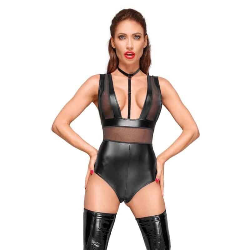 Priscila Wetlook Bodystocking Sort S fra Noir Handmade