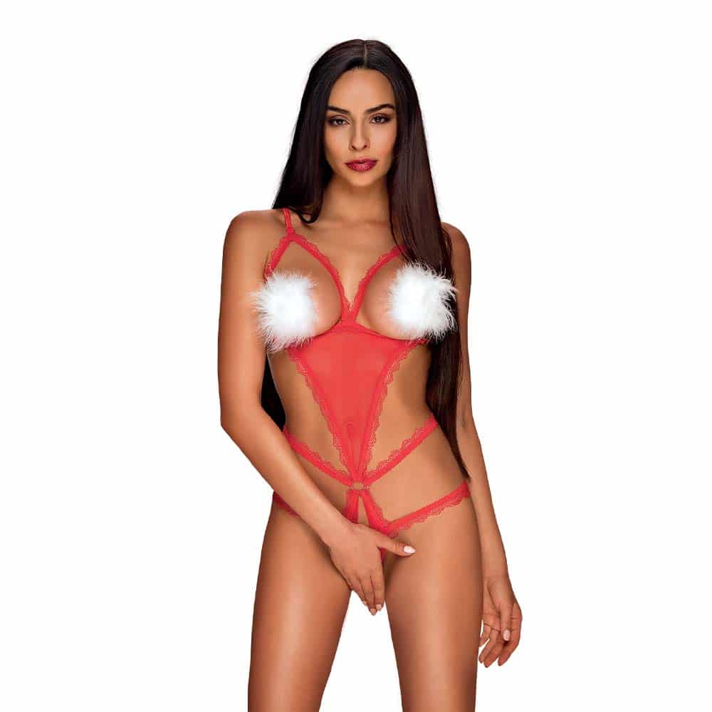 Merrynel Bundløs Bodystocking Rød S M fra Obsessive