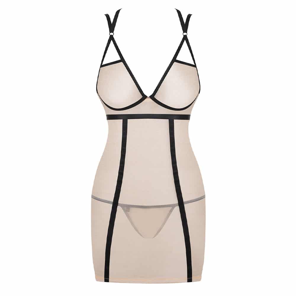 Nudelia Chemise Og G Streng Nude   S M fra Obsessive