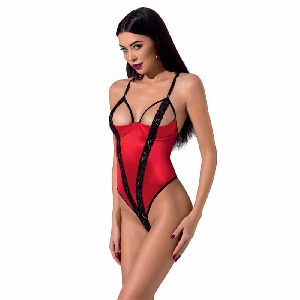 Femmina Bodystocking Rød Og Sort S M fra Passion