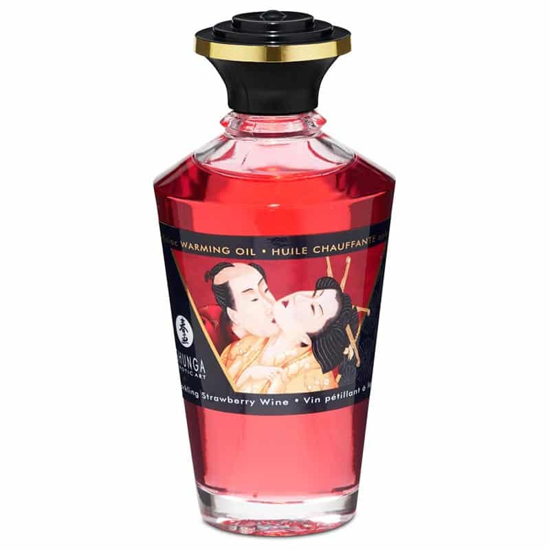 Aphrodisiac Warming Massageolie Jordbær fra Shunga