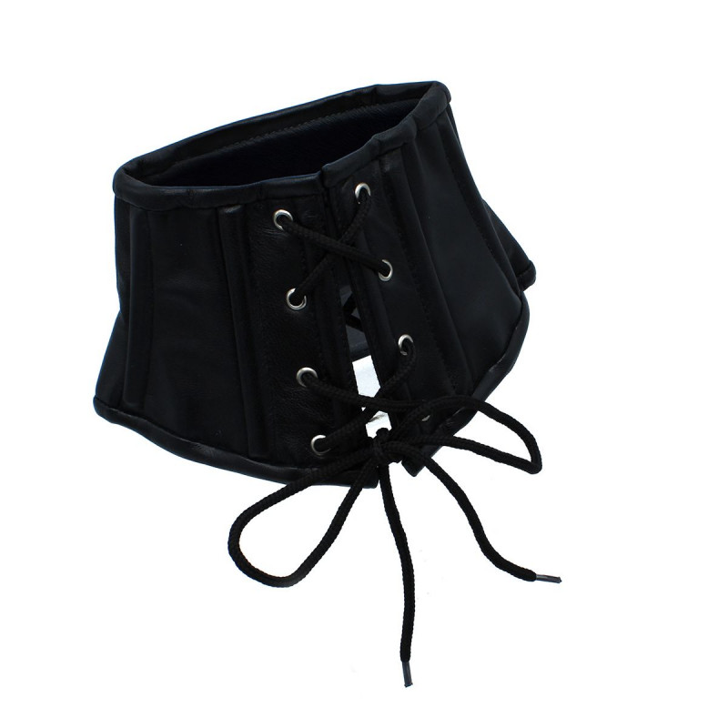 Black Leather Lace Up Corset Collar fra Made By Lei