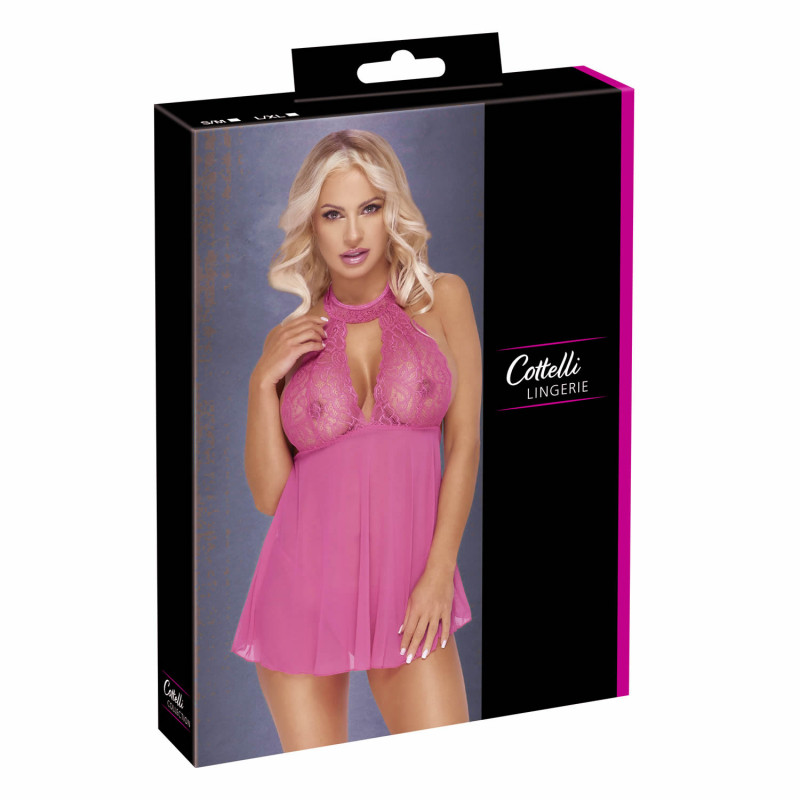 Blonde Og Tyl Babydoll I Pink fra Cottelli Collection
