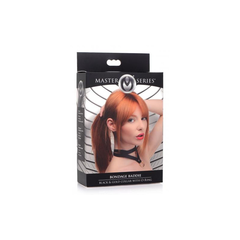 Bondage Baddie Collar With O Ring Black Gold fra Master Series