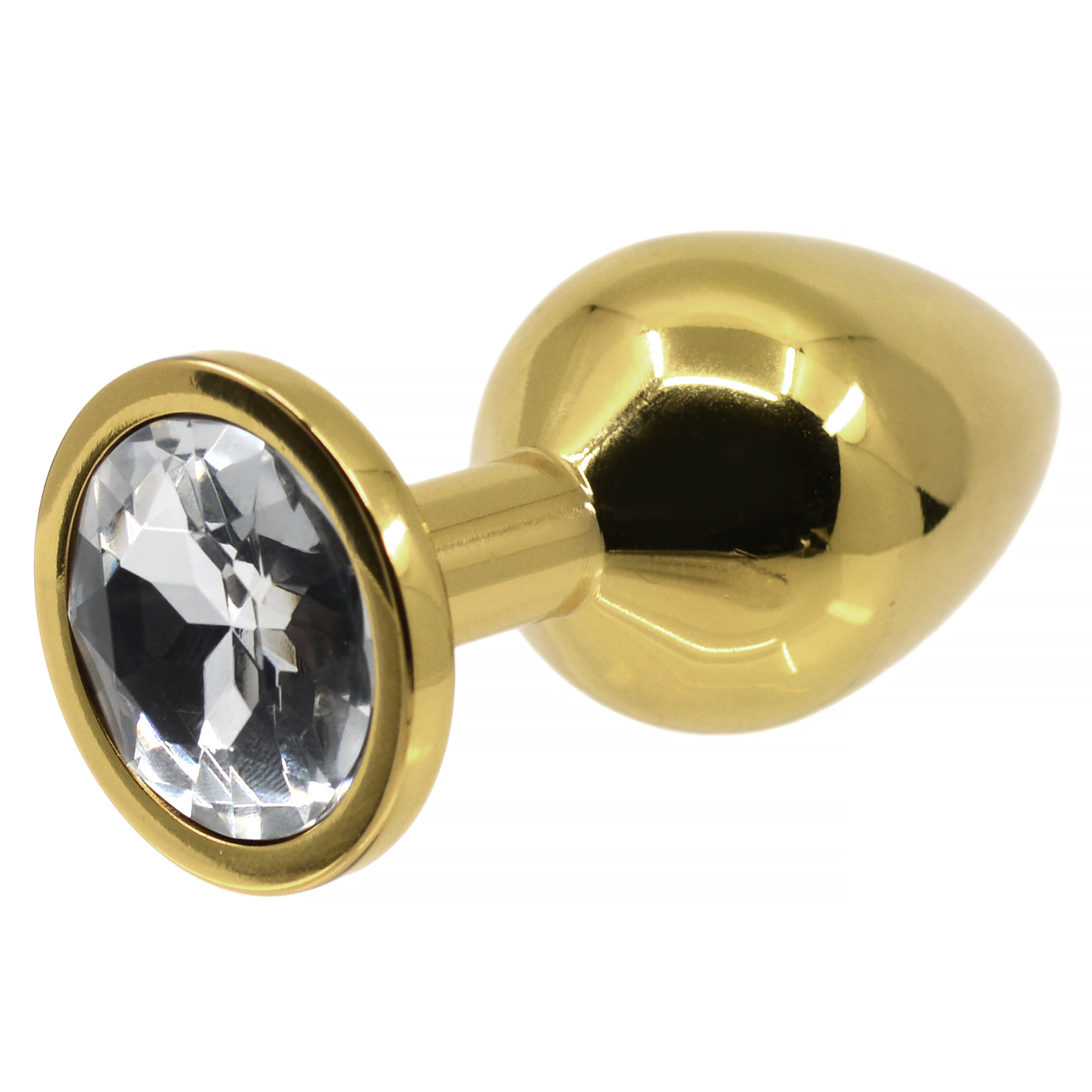 Golden Steel Buttplug With Crystal fra Cave Master