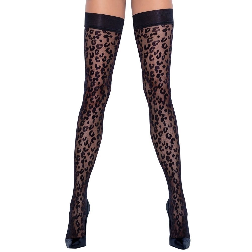Selvsiddende Strømper Med Leopard Mønster M fra Cottelli Collection