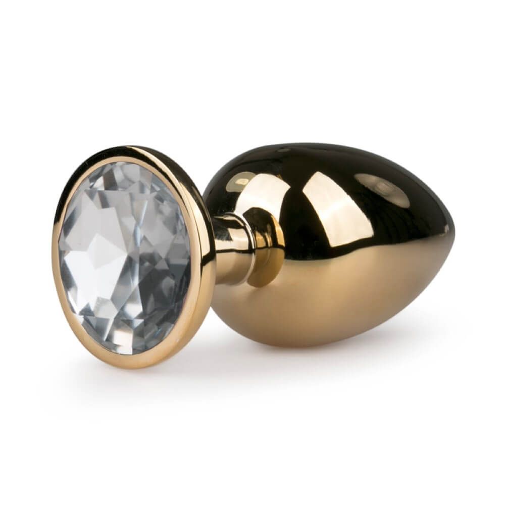 Guld Stål Butt Plug Med Smykkesten Medium fra Private Label